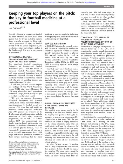 Keeping your top players on the pitch: the key to football .